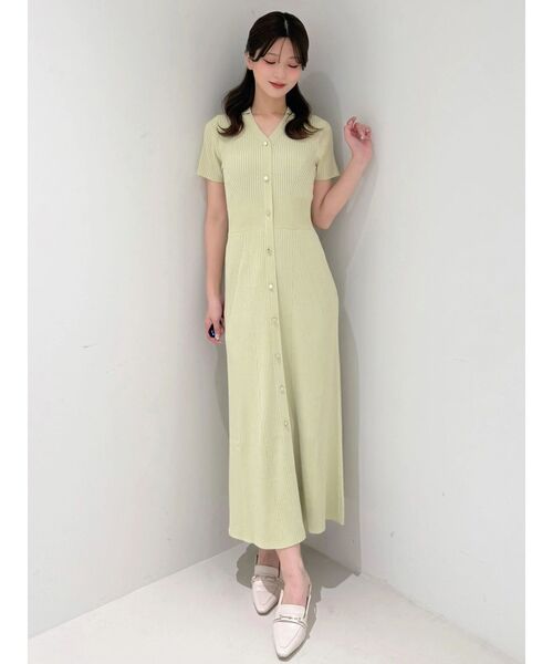 MERCURYDUO（マーキュリーデュオ）の「ワイドリブスキッパーニットワンピース（ワンピース・レディース・ライム/ピンク/ネイビー/ブラック・SMALL/MEDIUM）」の9枚目の写真