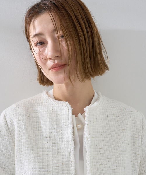 YECCA VECCA（イェッカヴェッカ）の「ツイードジャケット (2)（ノーカラージャケット・レディース・オフホワイト・L/M）」の7枚目の写真