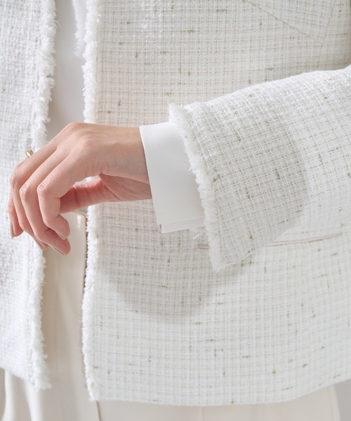 YECCA VECCA（イェッカヴェッカ）の「ツイードジャケット (2)（ノーカラージャケット・レディース・オフホワイト・L/M）」の8枚目の写真