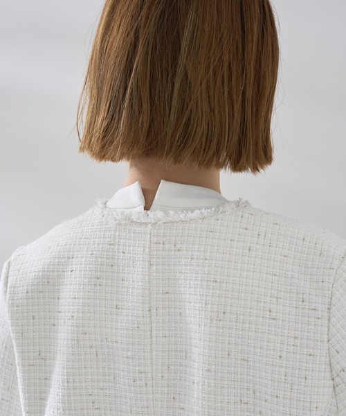 YECCA VECCA（イェッカヴェッカ）の「ツイードジャケット (2)（ノーカラージャケット・レディース・オフホワイト・L/M）」の10枚目の写真