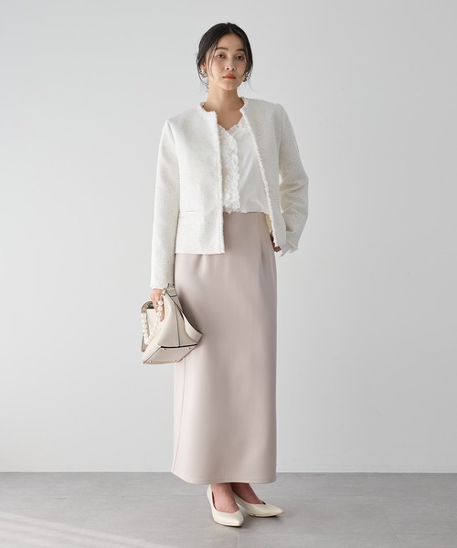 YECCA VECCA（イェッカヴェッカ）の「ツイードジャケット (2)（ノーカラージャケット・レディース・オフホワイト・L/M）」の21枚目の写真