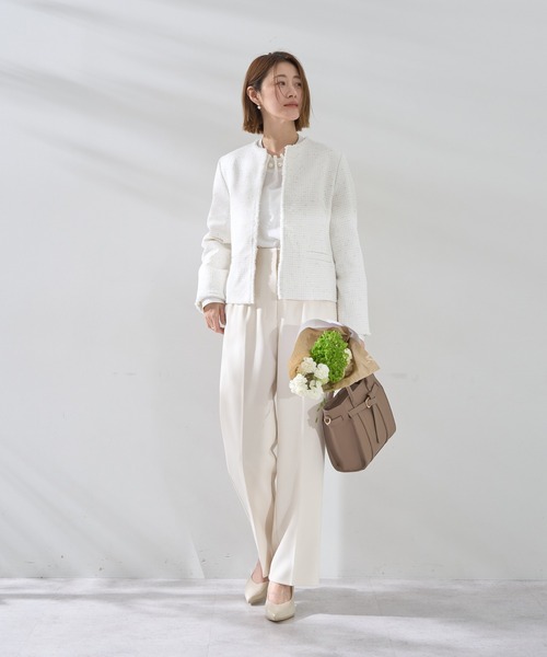 YECCA VECCA（イェッカヴェッカ）の「ツイードジャケット (2)（ノーカラージャケット・レディース・オフホワイト・L/M）」の14枚目の写真