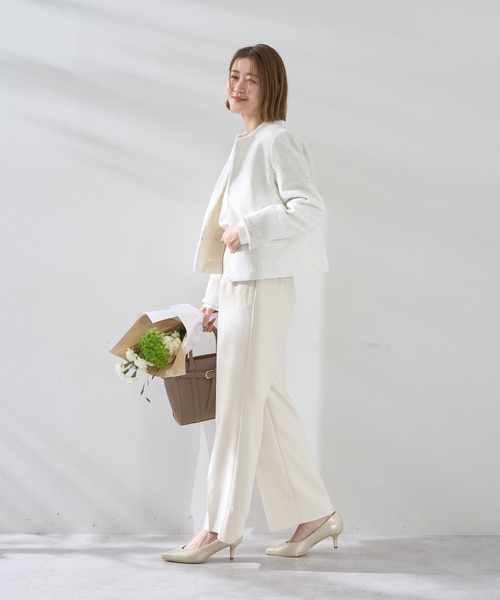 YECCA VECCA（イェッカヴェッカ）の「ツイードジャケット (2)（ノーカラージャケット・レディース・オフホワイト・L/M）」の16枚目の写真