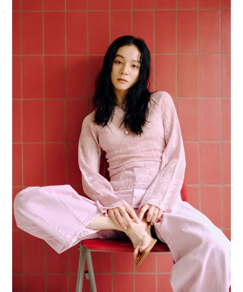 Ungrid（アングリッド）の「バックレースアップ透かし編みニット（ニット/セーター・レディース・ピンク/アイボリー/ブルー・FREE）」の17枚目の写真