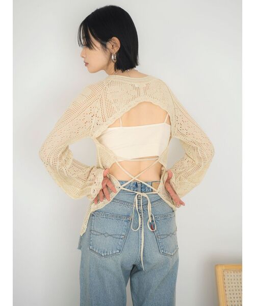 Ungrid（アングリッド）の「バックレースアップ透かし編みニット（ニット/セーター・レディース・ピンク/アイボリー/ブルー・FREE）」の21枚目の写真