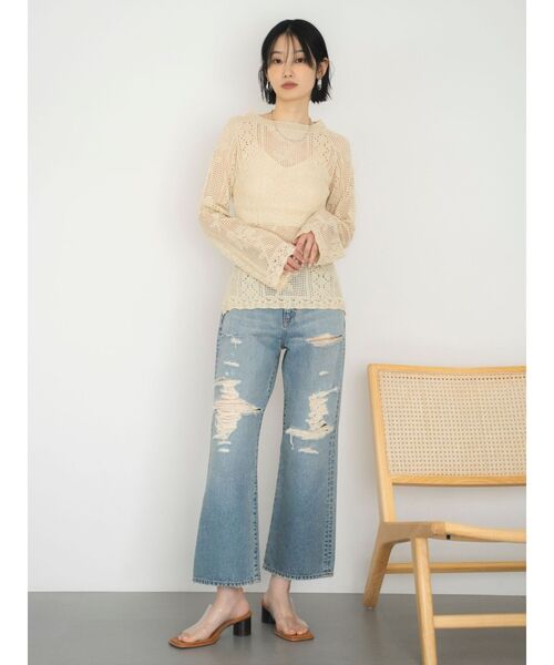 Ungrid（アングリッド）の「バックレースアップ透かし編みニット（ニット/セーター・レディース・ピンク/アイボリー/ブルー・FREE）」の22枚目の写真