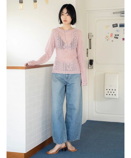 Ungrid(アングリッド)の「バックレースアップ透かし編みニット(ニット/セーター・レディース・ピンク/アイボリー/ブルー/オレンジ/ブラック・FREE)」の20枚目の写真