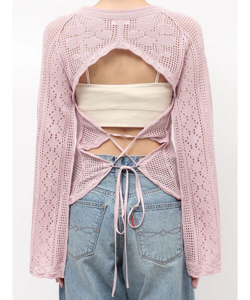 Ungrid（アングリッド）の「バックレースアップ透かし編みニット（ニット/セーター・レディース・ピンク/アイボリー/ブルー・FREE）」の6枚目の写真