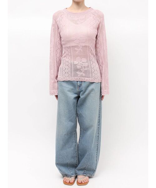 Ungrid（アングリッド）の「バックレースアップ透かし編みニット（ニット/セーター・レディース・ピンク/アイボリー/ブルー・FREE）」の11枚目の写真