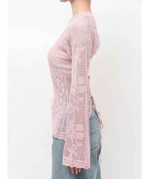 Ungrid(アングリッド)の「バックレースアップ透かし編みニット(ニット/セーター・レディース・ピンク/アイボリー/ブルー/オレンジ/ブラック・FREE)」の6枚目の写真