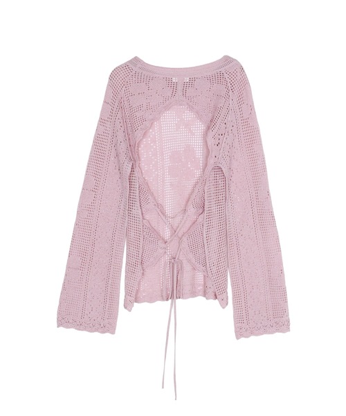 ungrid バックレース編みニット❤️こいちゃん❤️ バックレースアップ透かし編みニット（ニット/セーター）｜Ungrid