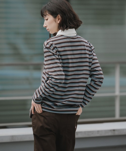 セール】adidas/アディダス STRIPED OVZD LS POLO SHIRT ストライプ