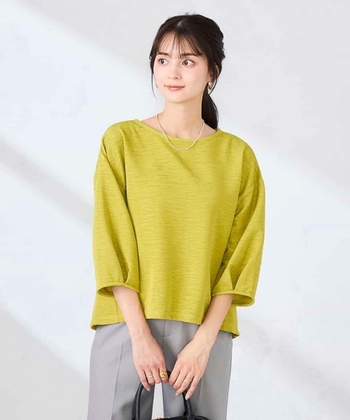 a.v.v(アーヴェヴェ)の「キラキラリップル七分袖カットソー(Tシャツ/カットソー・レディース・クリーム/チャコールグレー/アイボリー・38/40)」の3枚目の写真