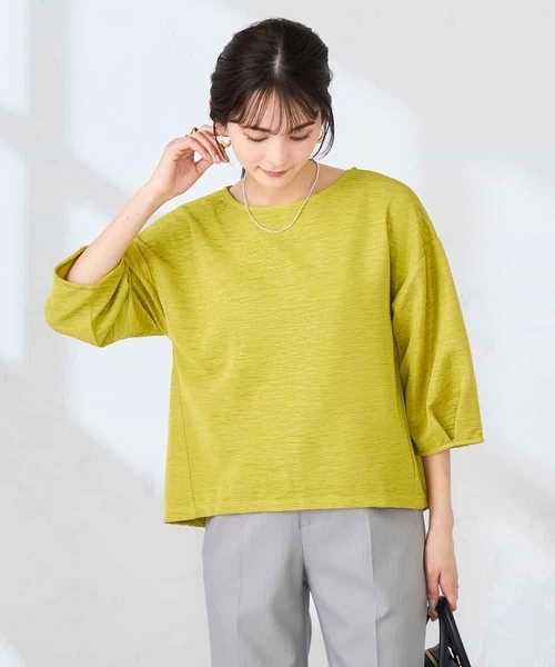 a.v.v(アーヴェヴェ)の「キラキラリップル七分袖カットソー(Tシャツ/カットソー・レディース・クリーム/チャコールグレー/アイボリー・38/40)」の5枚目の写真