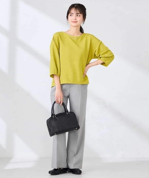 a.v.v(アーヴェヴェ)の「キラキラリップル七分袖カットソー(Tシャツ/カットソー・レディース・クリーム/チャコールグレー/アイボリー・38/40)」の7枚目の写真