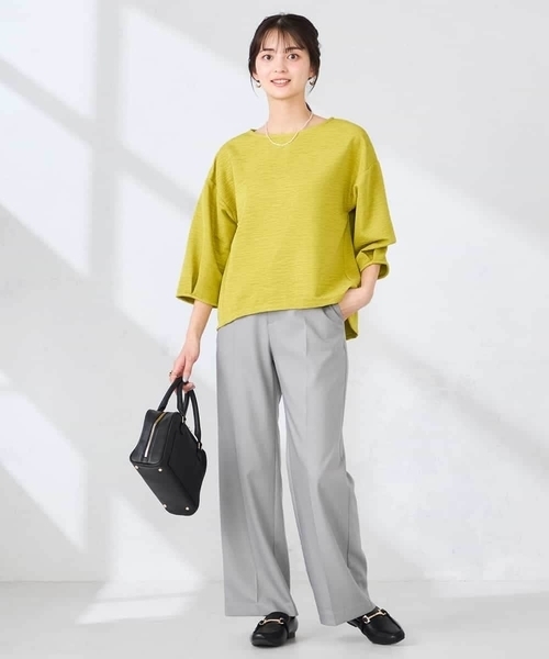 a.v.v(アーヴェヴェ)の「キラキラリップル七分袖カットソー(Tシャツ/カットソー・レディース・クリーム/チャコールグレー/アイボリー・38/40)」の8枚目の写真