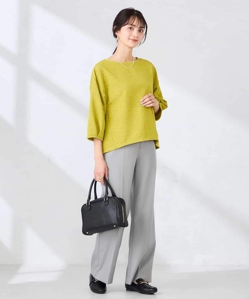 a.v.v(アーヴェヴェ)の「キラキラリップル七分袖カットソー(Tシャツ/カットソー・レディース・クリーム/チャコールグレー/アイボリー・38/40)」の9枚目の写真