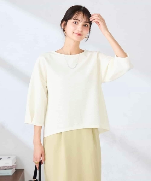 a.v.v(アーヴェヴェ)の「キラキラリップル七分袖カットソー(Tシャツ/カットソー・レディース・クリーム/チャコールグレー/アイボリー・38/40)」の11枚目の写真