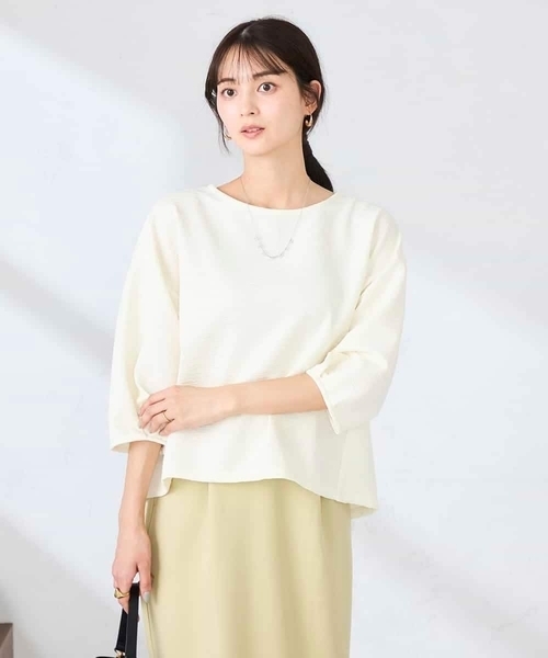 a.v.v(アーヴェヴェ)の「キラキラリップル七分袖カットソー(Tシャツ/カットソー・レディース・クリーム/チャコールグレー/アイボリー・38/40)」の13枚目の写真