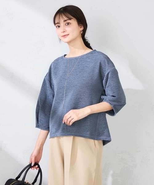 a.v.v(アーヴェヴェ)の「キラキラリップル七分袖カットソー(Tシャツ/カットソー・レディース・クリーム/チャコールグレー/アイボリー・38/40)」の19枚目の写真