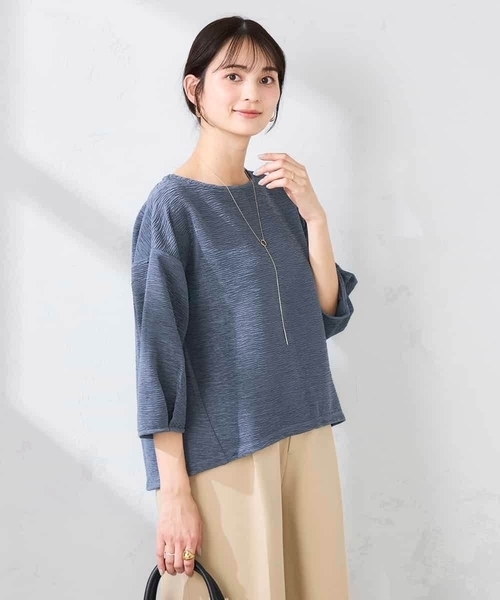 a.v.v(アーヴェヴェ)の「キラキラリップル七分袖カットソー(Tシャツ/カットソー・レディース・クリーム/チャコールグレー/アイボリー・38/40)」の20枚目の写真