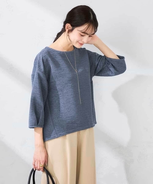 a.v.v(アーヴェヴェ)の「キラキラリップル七分袖カットソー(Tシャツ/カットソー・レディース・クリーム/チャコールグレー/アイボリー・38/40)」の21枚目の写真