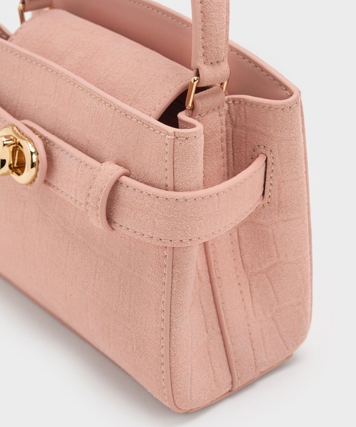 CHARLES & KEITH（チャールズ & キース）の「Aubrielle オブリエル トップハンドルバッグ（ハンドバッグ・レディース・チョコ/ピンク・S）」の7枚目の写真