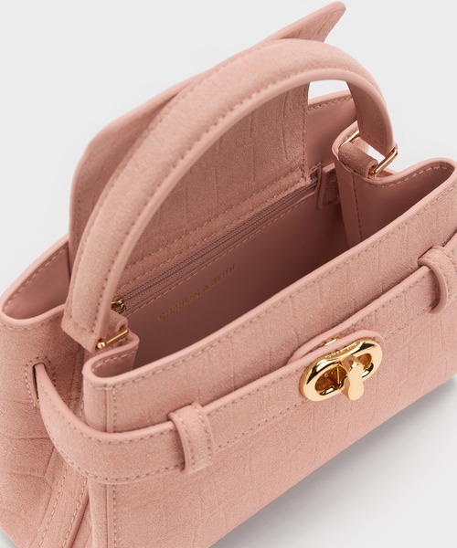 CHARLES & KEITH（チャールズ & キース）の「Aubrielle オブリエル トップハンドルバッグ（ハンドバッグ・レディース・チョコ/ピンク・S）」の8枚目の写真