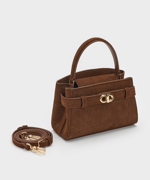 CHARLES & KEITH（チャールズ & キース）の「Aubrielle オブリエル トップハンドルバッグ（ハンドバッグ・レディース・チョコ/ピンク・S）」の11枚目の写真