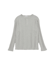 ヘンリーネックロングスリーブTシャツ（メランジグレー）