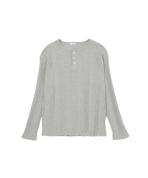 JUAN HOMME(ジュアンオム)の「ヘンリーネックロングスリーブTシャツ(メランジグレー)(Tシャツ/カットソー・メンズ・グレー・SMALL/MEDIUM/LARGE)」の1枚目の写真