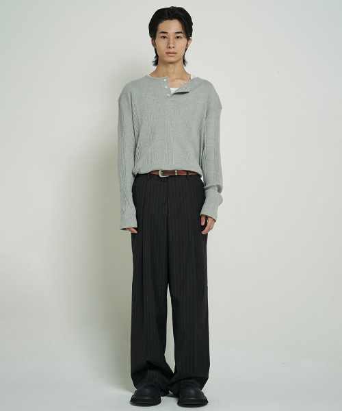 JUAN HOMME(ジュアンオム)の「ヘンリーネックロングスリーブTシャツ(メランジグレー)(Tシャツ/カットソー・メンズ・グレー・SMALL/MEDIUM/LARGE)」の15枚目の写真