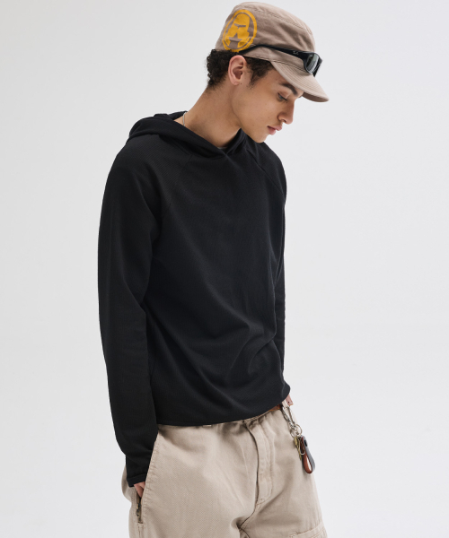 LEIRE（ルアール）の「リブフード付きロングスリーブTシャツ[ブラック]（パーカー・メンズ・その他・MEDIUM/LARGE/X-LARGE）」の3枚目の写真