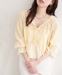 natural couture | 楊柳シャーリングリボンブラウス(シャツ/ブラウス)