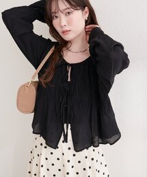 natural couture | 楊柳シャーリングリボンブラウス(シャツ/ブラウス)