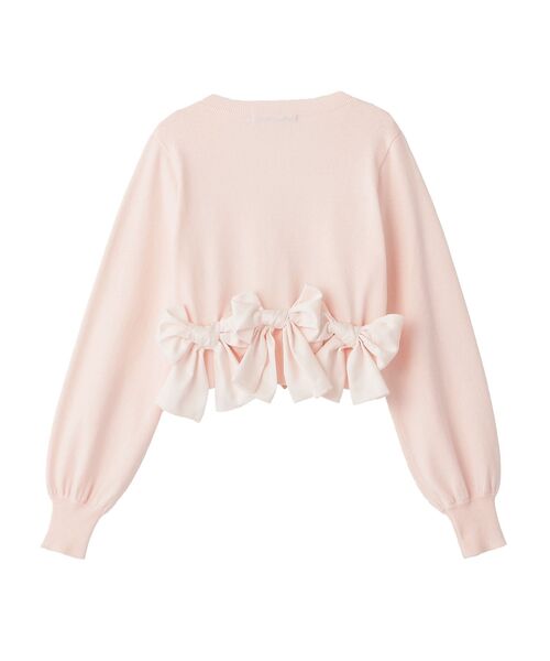 Maison de FLEUR（メゾンドフルール）の「リボンカーディガン（カーディガン/ボレロ・レディース・ブラック/ピンク・FREE）」の6枚目の写真