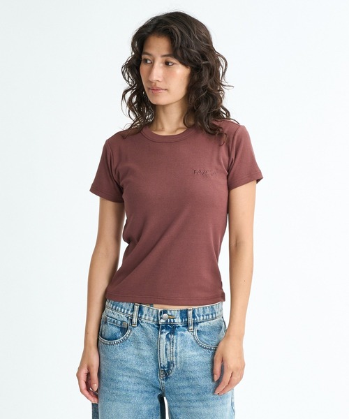 RVCA(ルーカ)の「RVCA ウィメンズ EMSCRIPT CROPPED SS Tシャツ 【2026年春夏モデル】(Tシャツ/カットソー・レディース・ホワイト/ブラック/ブラウン系その他・SMALL/MEDIUM/LARGE)」の9枚目の写真