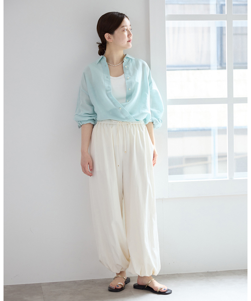 IENA（イエナ）の「《UVカット》テレコストレッチフレンチノースリーブ（タンクトップ・レディース・ベージュ/ブラウン/ホワイト・FREE）」の6枚目の写真