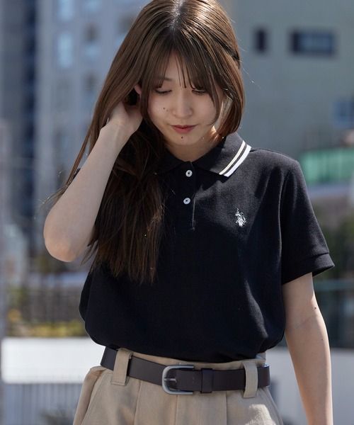 U.S. POLO ASSN.(ユーエスポロアッスン)の「U.S. POLO ASSN./ユーエスポロアッスン ラインデザイン ロゴ刺繍 ポロシャツ 秋 秋服 2026年秋冬(ポロシャツ・レディース・オフホワイト/ブラック/ネイビー/イエロー/ピンク・M/L)」の19枚目の写真
