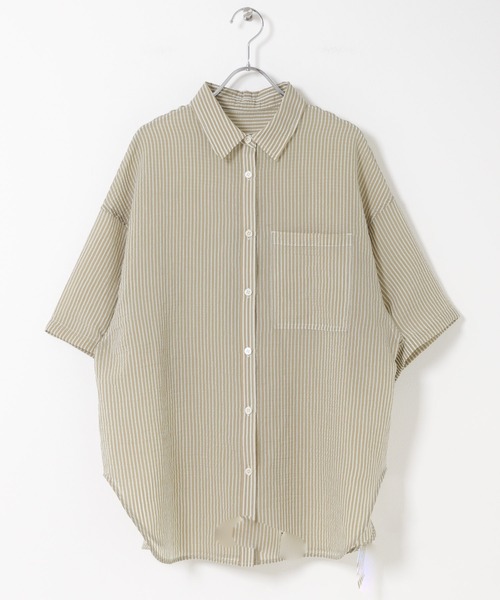 KBF（ケイビーエフ）の「シアーストライプBIGシャツ（シャツ/ブラウス・レディース・イエロー系その他/パープル系その他/グリーン系その他・ONE）」の22枚目の写真