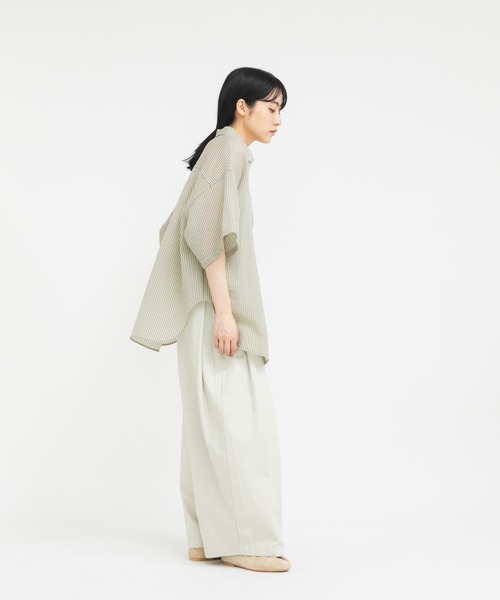 KBF（ケイビーエフ）の「シアーストライプBIGシャツ（シャツ/ブラウス・レディース・イエロー系その他/パープル系その他/グリーン系その他・ONE）」の8枚目の写真