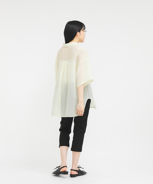 KBF（ケイビーエフ）の「シアーストライプBIGシャツ（シャツ/ブラウス・レディース・イエロー系その他/パープル系その他/グリーン系その他・ONE）」の21枚目の写真