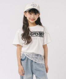 【綿100％/吸水速乾】フラワーロゴプリントレースTシャツ