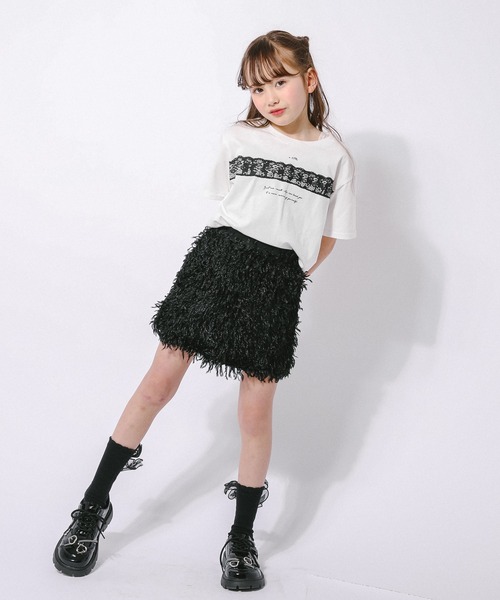 URBAN CHERRY(アーバンチェリー)の「【綿100%/吸水速乾】フラワーロゴプリントレースTシャツ(Tシャツ/カットソー・キッズ・ピンク/ネイビー/ホワイト・150cm/140cm/130cm/120cm/110cm)」の8枚目の写真