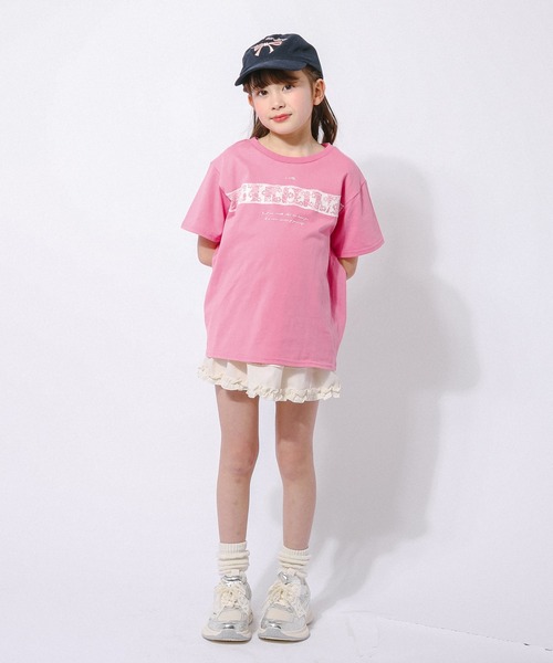 URBAN CHERRY(アーバンチェリー)の「【綿100%/吸水速乾】フラワーロゴプリントレースTシャツ(Tシャツ/カットソー・キッズ・ピンク/ネイビー/ホワイト・150cm/140cm/130cm/120cm/110cm)」の13枚目の写真