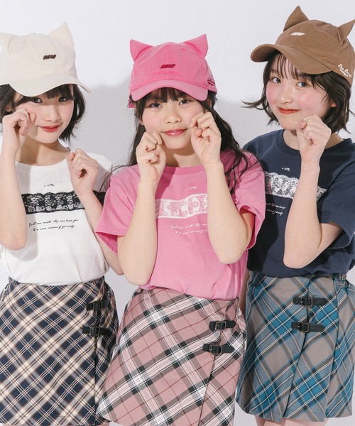URBAN CHERRY(アーバンチェリー)の「【綿100%/吸水速乾】フラワーロゴプリントレースTシャツ(Tシャツ/カットソー・キッズ・ピンク/ネイビー/ホワイト・150cm/140cm/130cm/120cm/110cm)」の15枚目の写真