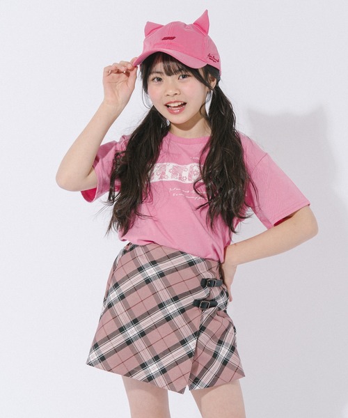 URBAN CHERRY(アーバンチェリー)の「【綿100%/吸水速乾】フラワーロゴプリントレースTシャツ(Tシャツ/カットソー・キッズ・ピンク/ネイビー/ホワイト・150cm/140cm/130cm/120cm/110cm)」の4枚目の写真