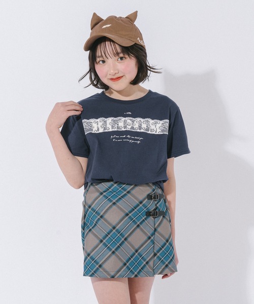 URBAN CHERRY(アーバンチェリー)の「【綿100%/吸水速乾】フラワーロゴプリントレースTシャツ(Tシャツ/カットソー・キッズ・ピンク/ネイビー/ホワイト・150cm/140cm/130cm/120cm/110cm)」の6枚目の写真