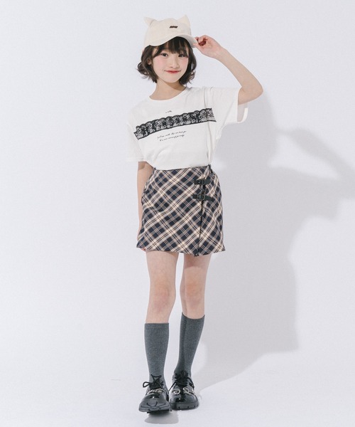 URBAN CHERRY(アーバンチェリー)の「【綿100%/吸水速乾】フラワーロゴプリントレースTシャツ(Tシャツ/カットソー・キッズ・ピンク/ネイビー/ホワイト・150cm/140cm/130cm/120cm/110cm)」の10枚目の写真