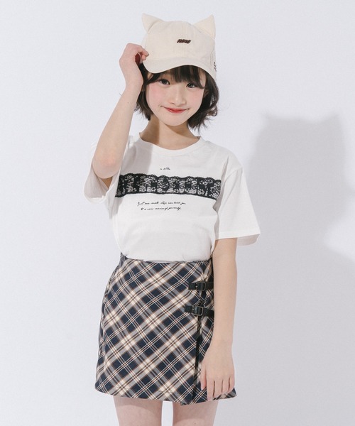 URBAN CHERRY(アーバンチェリー)の「【綿100%/吸水速乾】フラワーロゴプリントレースTシャツ(Tシャツ/カットソー・キッズ・ピンク/ネイビー/ホワイト・150cm/140cm/130cm/120cm/110cm)」の7枚目の写真